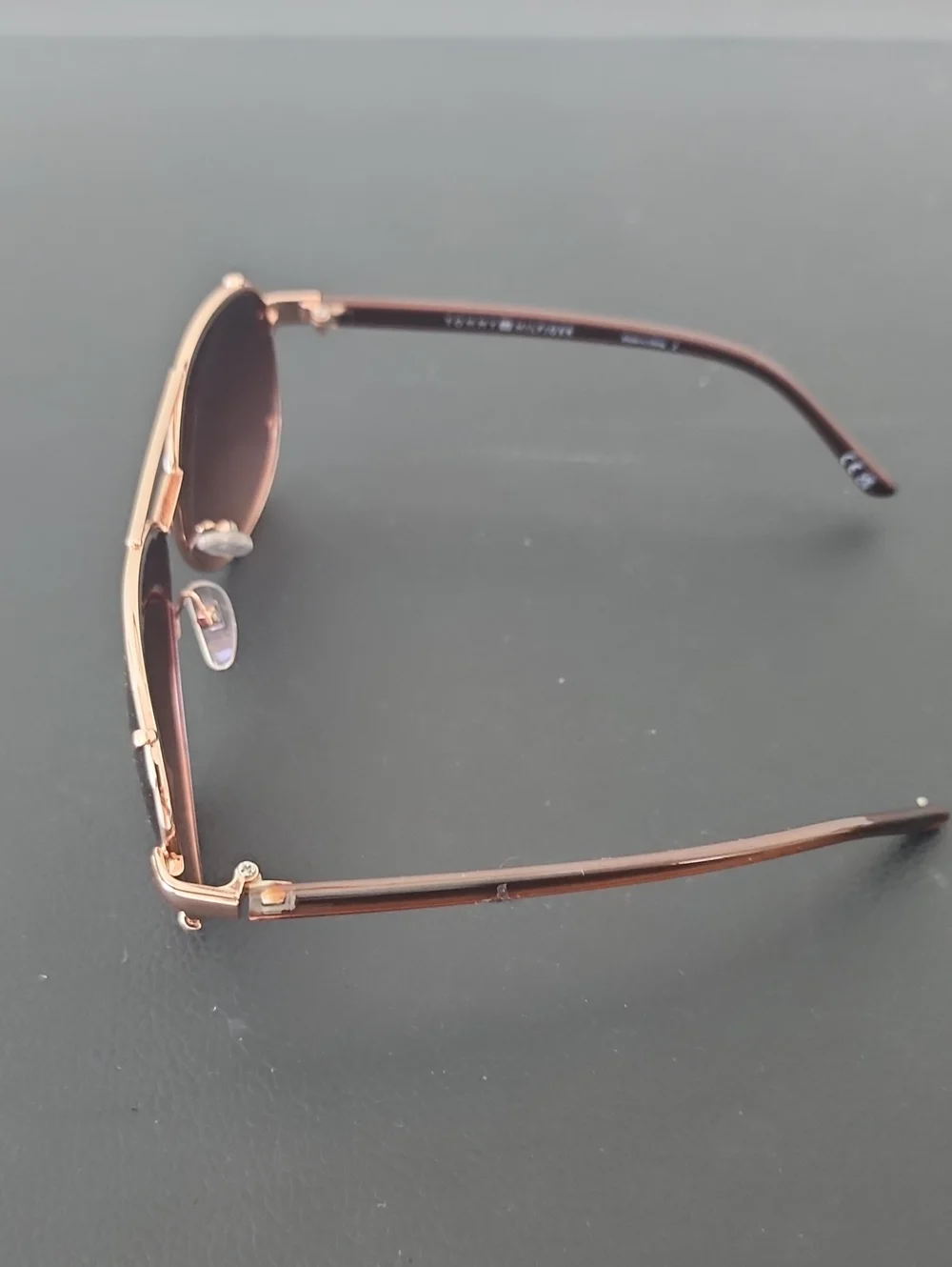 Tommy Hilfiger Rose Gold Aviator Sunglasses with Brown Lenses